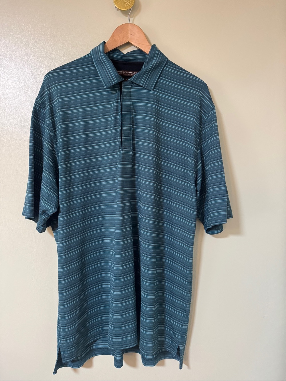 Striped Teal Short-Sleeve Polo Shirt